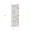 13' Gray And Ivory Geometric Runner Rug
