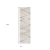 20' Gray And Ivory Geometric Runner Rug
