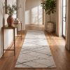 6' Gray And Ivory Geometric Runner Rug