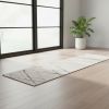 6' Gray And Ivory Geometric Runner Rug