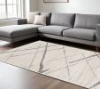 8' X 10' Gray and Ivory Geometric Area Rug
