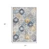 2' X 5' Blue and Yellow Floral Area Rug