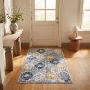 3' X 5' Blue and Yellow Floral Distressed Area Rug
