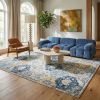 5' X 7' Blue and Yellow Floral Area Rug