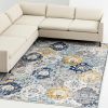 6' X 9' Blue and Yellow Floral Area Rug