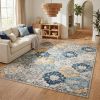 6' X 9' Blue and Yellow Floral Area Rug