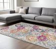 12' X 18' Rust Floral Washable Non Skid Area Rug