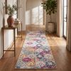 13' Blue And Ivory Floral Runner Rug
