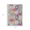 15' Blue And Ivory Floral Runner Rug