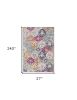 20' Blue And Ivory Floral Distressed Runner Rug