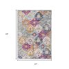 2' X 4' Blue and Ivory Floral Area Rug
