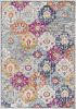 2' X 5' Blue and Ivory Floral Area Rug