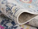 2' X 5' Blue and Ivory Floral Area Rug