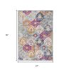 2' X 5' Blue and Ivory Floral Area Rug