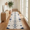 20' Blue And Ivory Southwestern Runner Rug