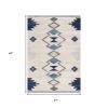 2' X 4' Blue and Ivory Southwestern Area Rug