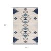 2' X 5' Blue and Ivory Southwestern Area Rug