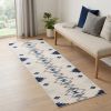 6' Blue And Ivory Southwestern Runner Rug