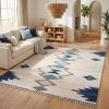 8' X 10' Blue and Ivory Southwestern Area Rug