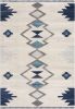 9' X 13' Blue And Ivory Southwestern Shag Area Rug