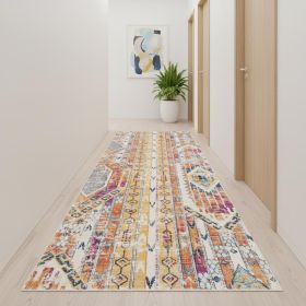 13' Gold And Ivory Southwestern Runner Rug
