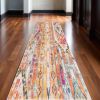 15' Gold And Ivory Southwestern Runner Rug