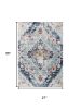 2' X 5' Blue and Ivory Medallion Area Rug