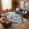 4' X 6' Blue and Ivory Medallion Area Rug
