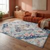 4' X 6' Blue and Ivory Medallion Area Rug