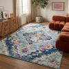 8' X 10' Blue and Ivory Medallion Area Rug