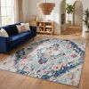 8' X 10' Blue and Ivory Medallion Area Rug