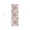 8' Blue And Beige Medallion Runner Rug