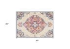 3' X 5' Blue and Beige Medallion Area Rug