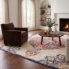4' X 6' Blue and Beige Medallion Area Rug