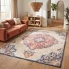 5' X 7' Blue and Beige Medallion Area Rug