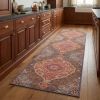 2' X 8' Rustic Orange Medallion Runner Rug