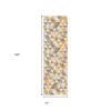 15' Yellow And Ivory Geometric Runner Rug
