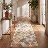 20' Yellow And Ivory Geometric Runner Rug