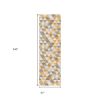 20' Yellow And Ivory Geometric Runner Rug