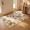 2' X 4' Yellow and Ivory Geometric Area Rug