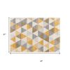2' X 4' Yellow and Ivory Geometric Area Rug