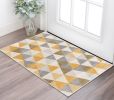 2' X 5' Yellow and Ivory Geometric Area Rug