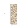 6' Yellow And Ivory Geometric Runner Rug