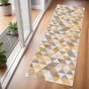 6' Yellow And Ivory Geometric Runner Rug
