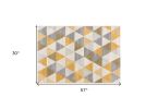 3' X 5' Yellow and Ivory Geometric Area Rug