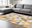 6' X 9' Yellow and Ivory Geometric Area Rug