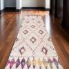 20' Ivory and Gold Abstract Geometric Runner Rug