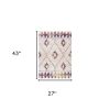 2' X 4' Cream Damask Area Rug