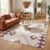 7' X 10' Cream Damask Area Rug