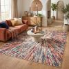 4' X 6' Cream Celestial Burst Abstract Area Rug
